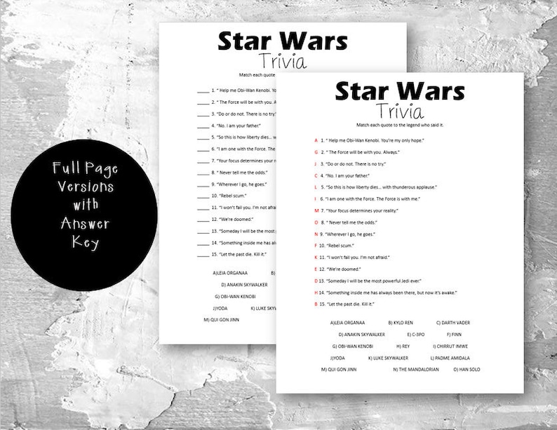 Printable Star Wars Trivia, Printable Mandalorian Game, Star Wars ...