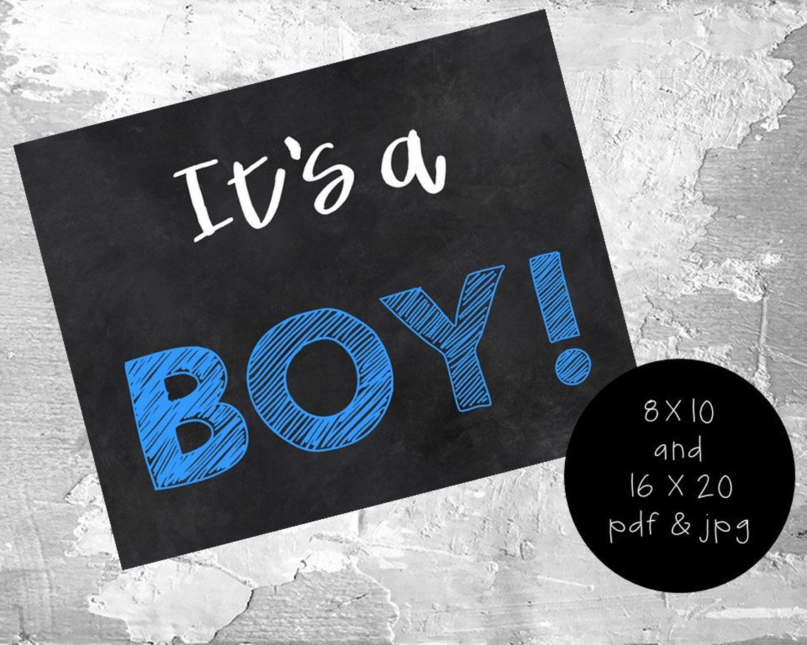 It's a Boy Printable Chalk Sign, Pregnancy Sign, Gender Reveal Sign ...