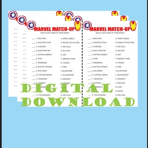 Printable Marvel Trivia Game Printable Marvel Heroes and - Etsy