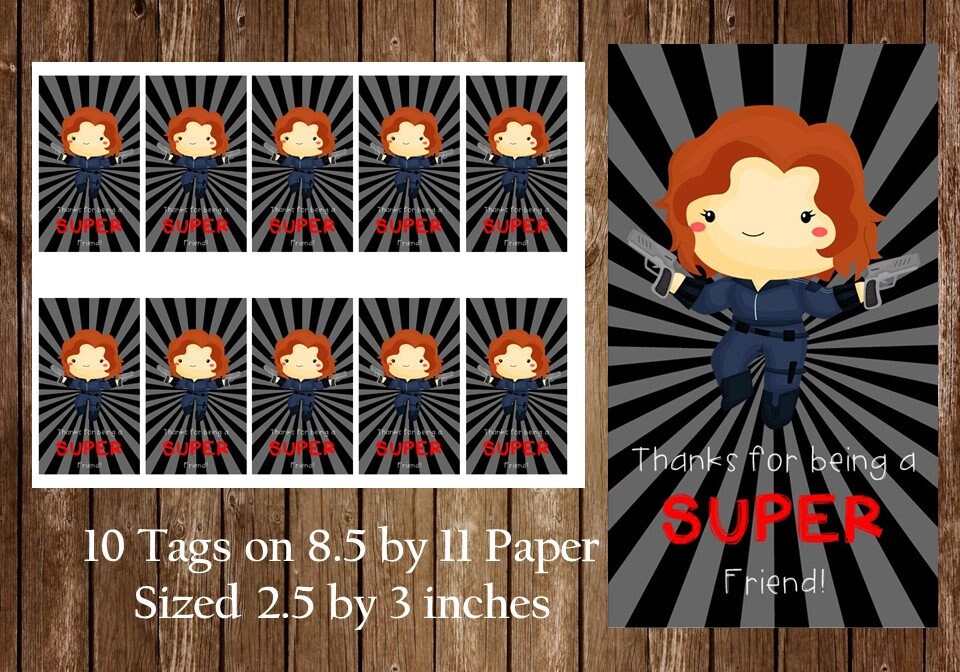 Printable Avengers Gift Tag, Black Widow Gift Tag, Avengers Birthday