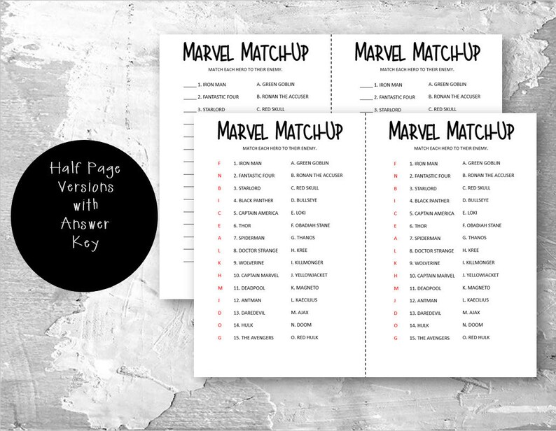 Avengers Trivia Printable, Avengers Birthday Party, Printable Marvel ...
