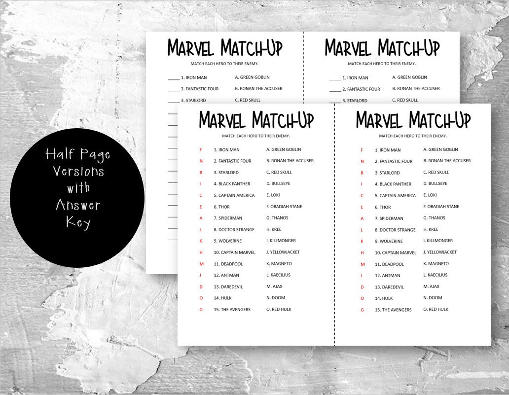 Avengers Trivia Printable, Avengers Birthday Party, Printable Marvel ...