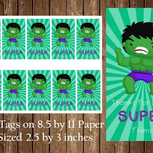 Printable Avengers Gift Tag, Hulk Gift Tag, Avengers Birthday Party ...
