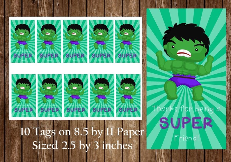 Printable Avengers Gift Tag, Hulk Gift Tag, Avengers Birthday Party ...