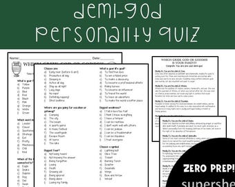 Percy Jackson romanstudieaktivitet: Grekisk gud och gudinna halvgud Quiz