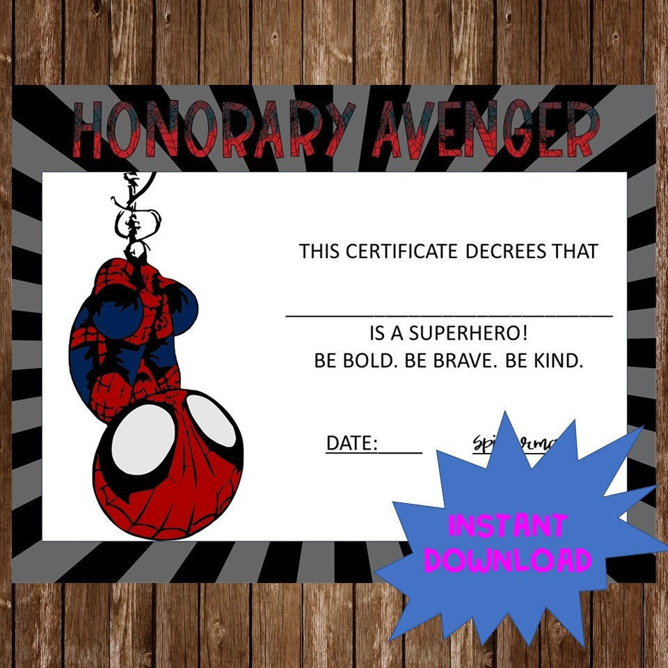 Printable Avengers Certificate, Superhero Certificate, Avengers ...