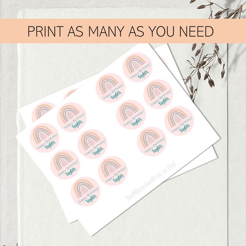 Rainbow Cupcake Toppers, Printable Cupcake Topper, Pink Rainbow 1st ...