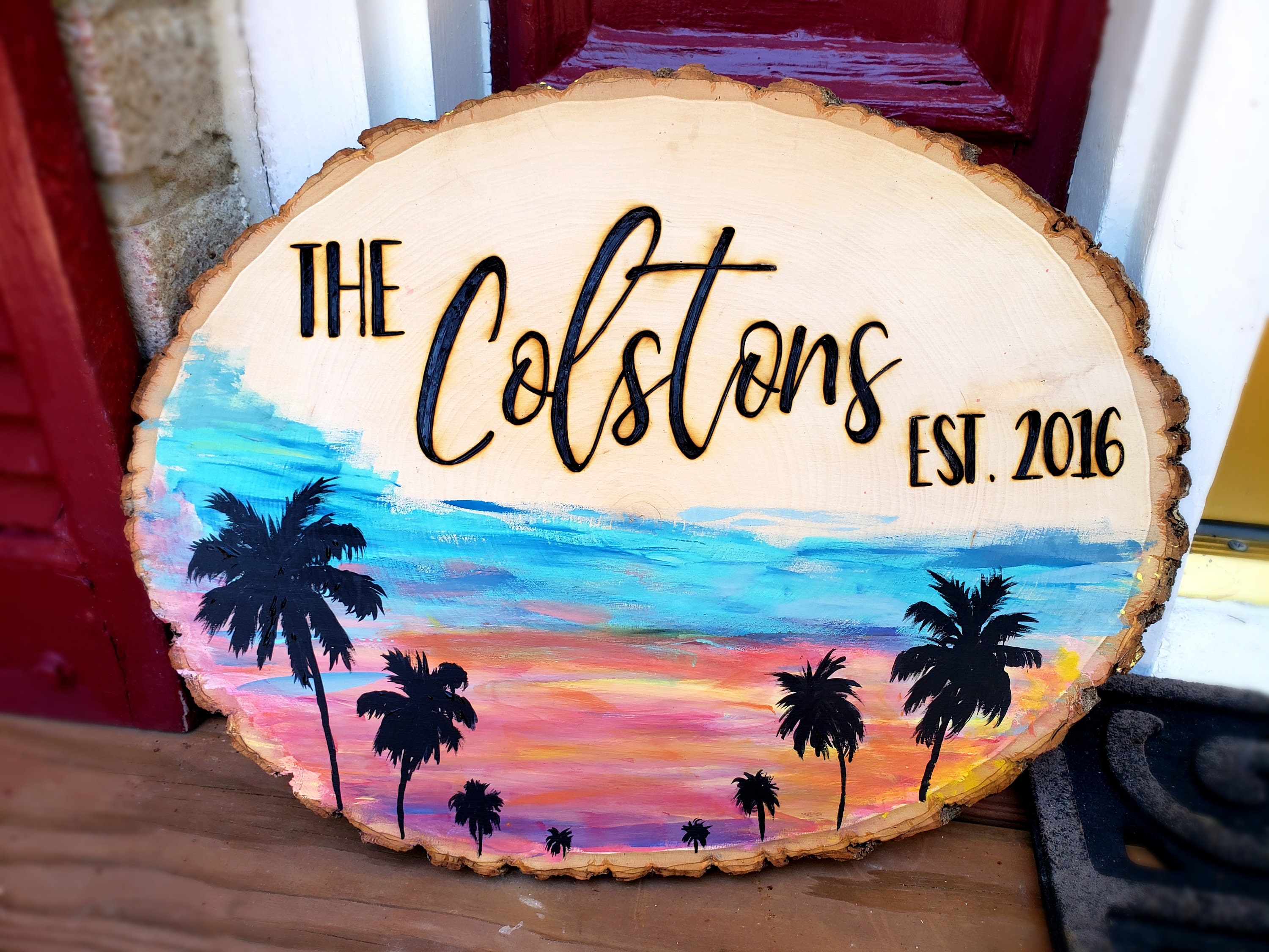 Wood Burned Last Name Plaque Wood Home Decor Wedding Gift Etsy UK