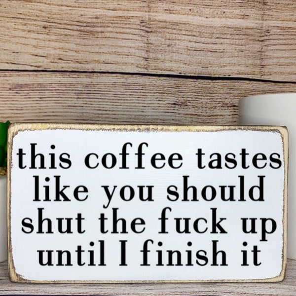Funny Coffee Signs for Kitchen, Rude Coffee Bar Decor, Coffee Lover Gift for Her, Not a Morning Person Coffee Tiered Tray Decor, Work Bestie