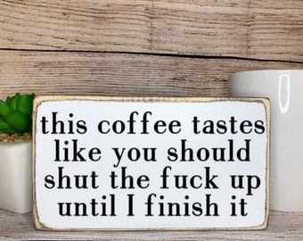 Funny Coffee Signs for Kitchen, Rude Coffee Bar Decor, Coffee Lover Gift for Her, Not a Morning Person Coffee Tiered Tray Decor, Work Bestie