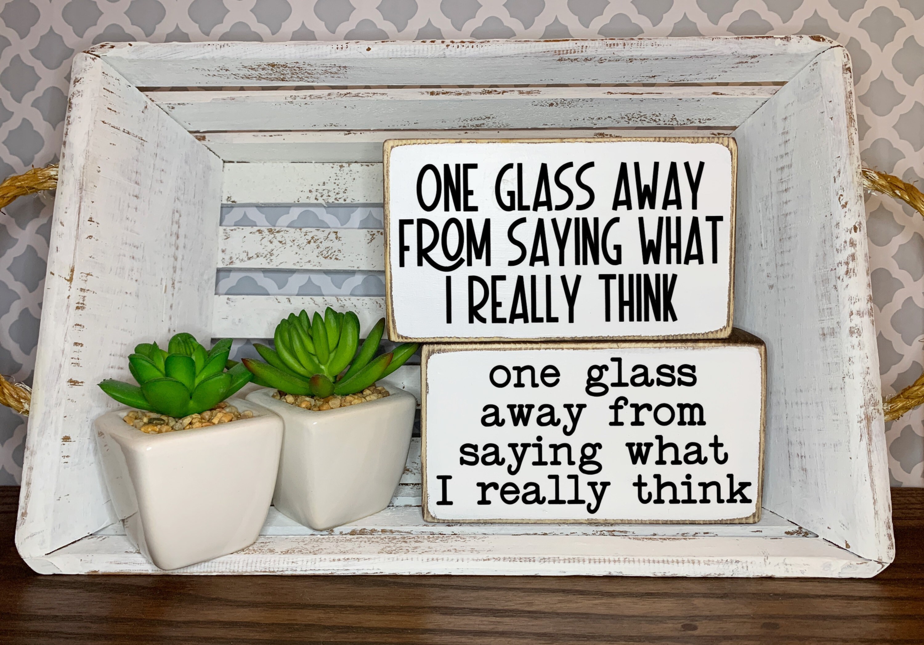One Glass Away Wine Decor for Kitchen Offensive Gifts Wine | Etsy