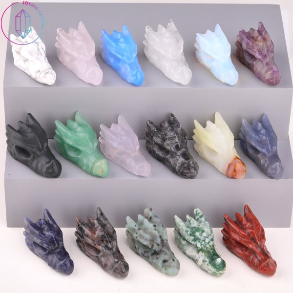 1.5Inches Mini Quartz Crystal Dragon Skull Figurine,Crystal Skull Carving,Crystal Animals Decor,Crystal Figurine Collections,Crystals Gifts