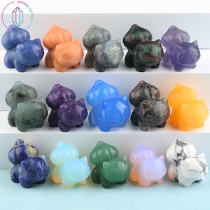 1.2Inch Carved Mini Quartz Crystal Bulbasaur Figurine,Gemstones Bulbasaur Carving,Crystal Cartoon,Healing Crystal,Crystal Gifts,Home Decor