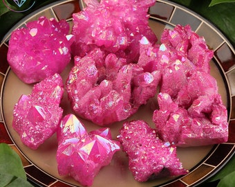 AAAA Rose Red Angel Aura Quartz Cluster, Aura Crystal Cluster, Healing Crystal Cluster, Spécimen minéral, Crystal Gifts, Energy Crystals Decor