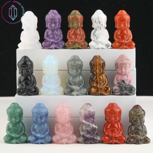 2 Inches Healing Crystal Buddhas Figurine,Hand Carved Gemstone Buddha,Meditation Crystal Decor,Reiki Chakra Crystals,Spirit Crystals Gifts