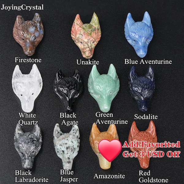 27x40mm Natural Gemstone Carving Drilled Wolf Head Pendant Necklace Jewelry,Labradorite Amazonite Stone Wolf Skull Healing Pendant Charms