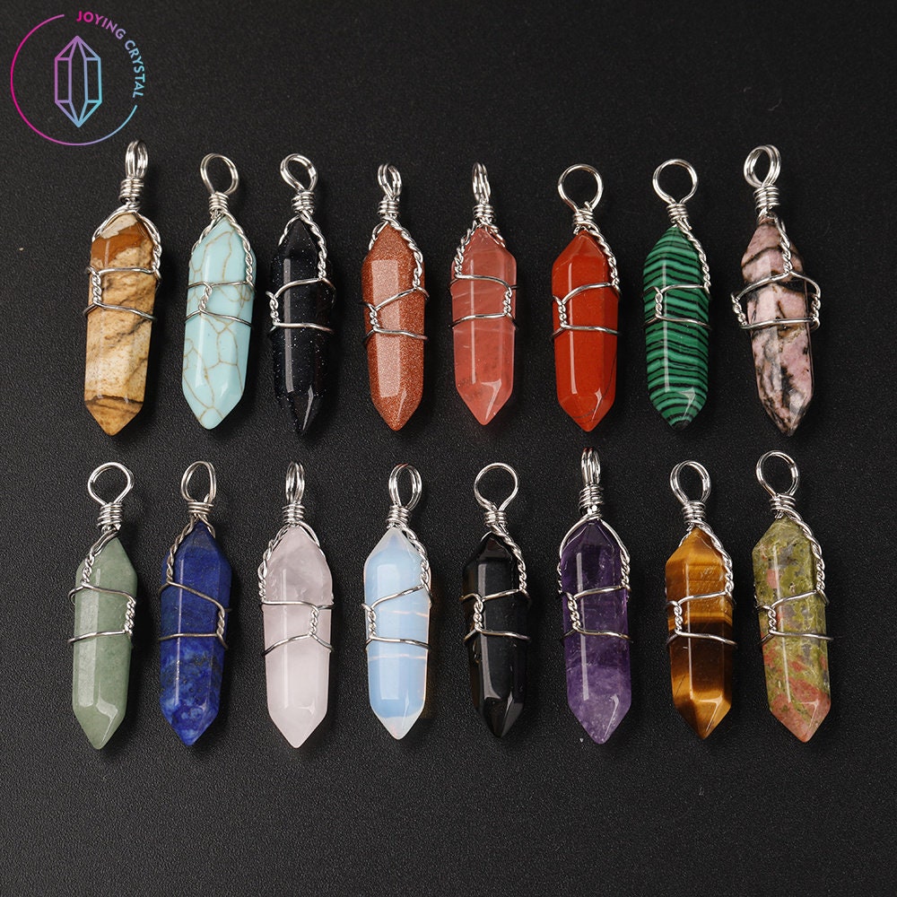 Healing Crystal Point Pendant Necklace 