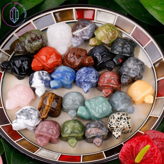 1.5 Inch Hand Carved Gemstone Tortoise Figurine crystal Turtle