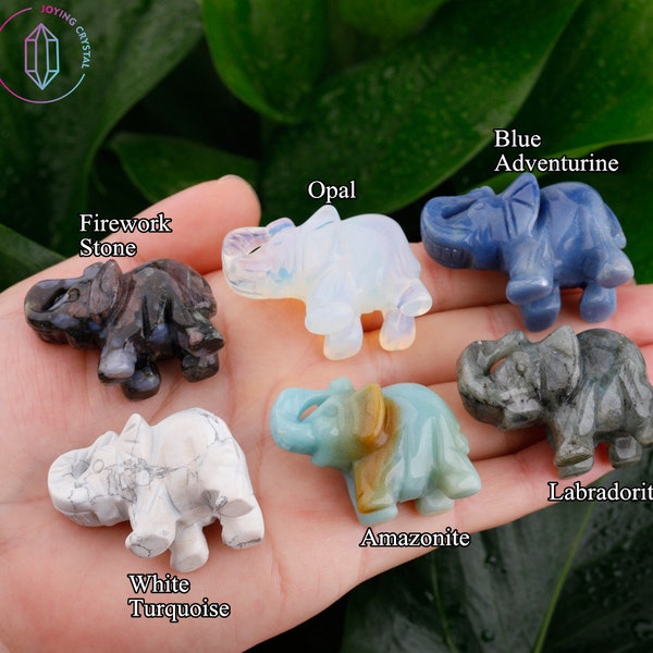1.5 Inches,Carved Elephant Figurine,Gemstone Elephant,Crystal Elephant,Gemstone Animal Statue Carved Decoration Home Healing Gift Wholesales