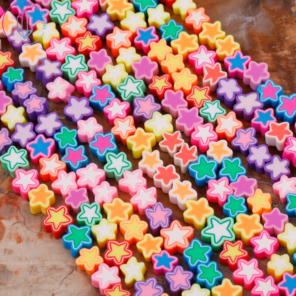 HERZWILD Star Polymer Clay Beads Mixed Colorful Star Beads Star Handmade  Soft Beads Y2K Style Star Clay Bead for Bracelets Jewelry Necklace Earring
