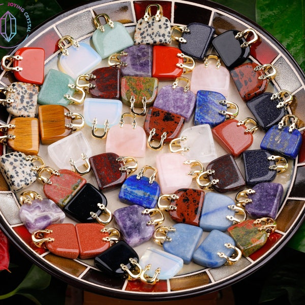 24x38mm Fashion Women Quartz Crystal Handbag Pendant,Gemstone Carving,Crystal Pendant Necklace,Crystal Carving,Crystal Cobochon,Crystal Gift