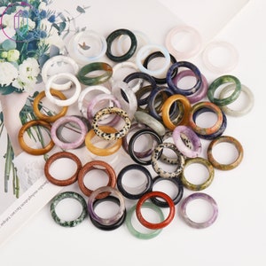 Various Round Band Ring,Genuine Gemstone Rings,Solid Band Ring,Crystal/Rose Quartz/Amethyst/Labradorite More Bracelets,For Her Gifts.