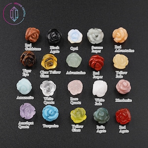 10mm Natural Gemstones Carved Rose Flower Beads Charms For Bracelet,Drilled Rose Flower Beads For DIY Boho Jewelry Making