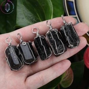 Raw Rough Black Tourmaline Pendant,Wire Wrapped Nugget Tourmaline Beads Charm,Tourmaline Stone Nugget Beads For DIY Necklace Jewelry Making