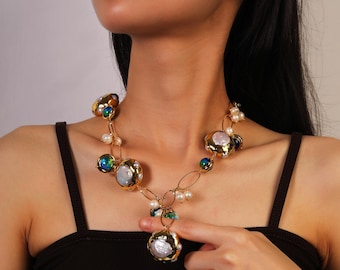 Barock Perlen Statement Halsketten Set