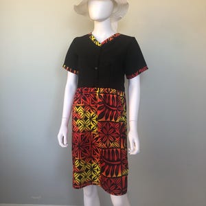 Polynesian / Tribal island design, Short sleeves midi dress