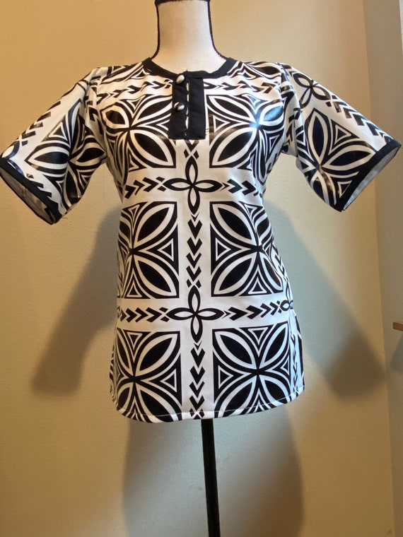 Polynesian / Tribal Island Design, Short Sleeves Midi Dress
