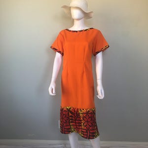 Polynesian / Tribal Island design, Short sleeves midi dress