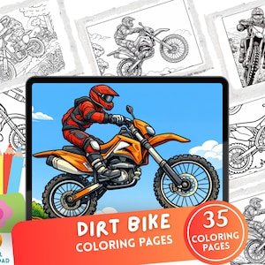 35 páginas para colorear de motos de cross - Archivo PDF descargable