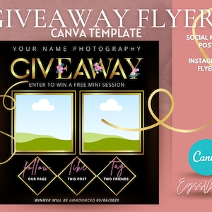 Giveaway Flyer Canva Template: DIY Social Media Post (Digital Download)
