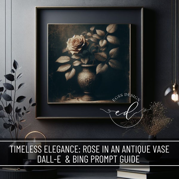 Timeless Elegance: Moody Dark Academia Oil Painting of a Rose in an Antique Vase - A DALL-E 3 Prompt Guide