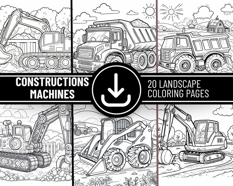 Constuction Machine Coloring Pages Construction Kids Activity Coloring Pages | Construction Machines ...