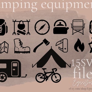 Camping Ausrüstung svg, Camping svg , Campingsvg-Dateien für Cricut, Campingsvg-Entwürfe, Campingseimer-Svg, Campingseimer-Svg