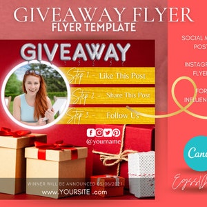 Giveaway Flyer Template: DIY Social Media Post (Canva, Instant Download)