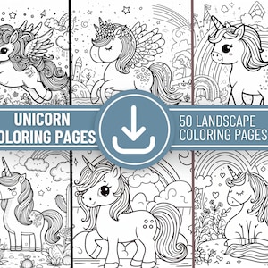 50 Unicorn Coloring Pages for Kids (Downloadable PDF)