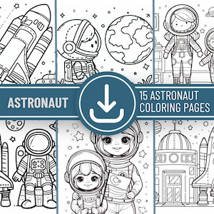 Páginas para colorear de niños astronautas - Archivo PDF descargable - Libro para colorear de astronautas, páginas para colorear para niños