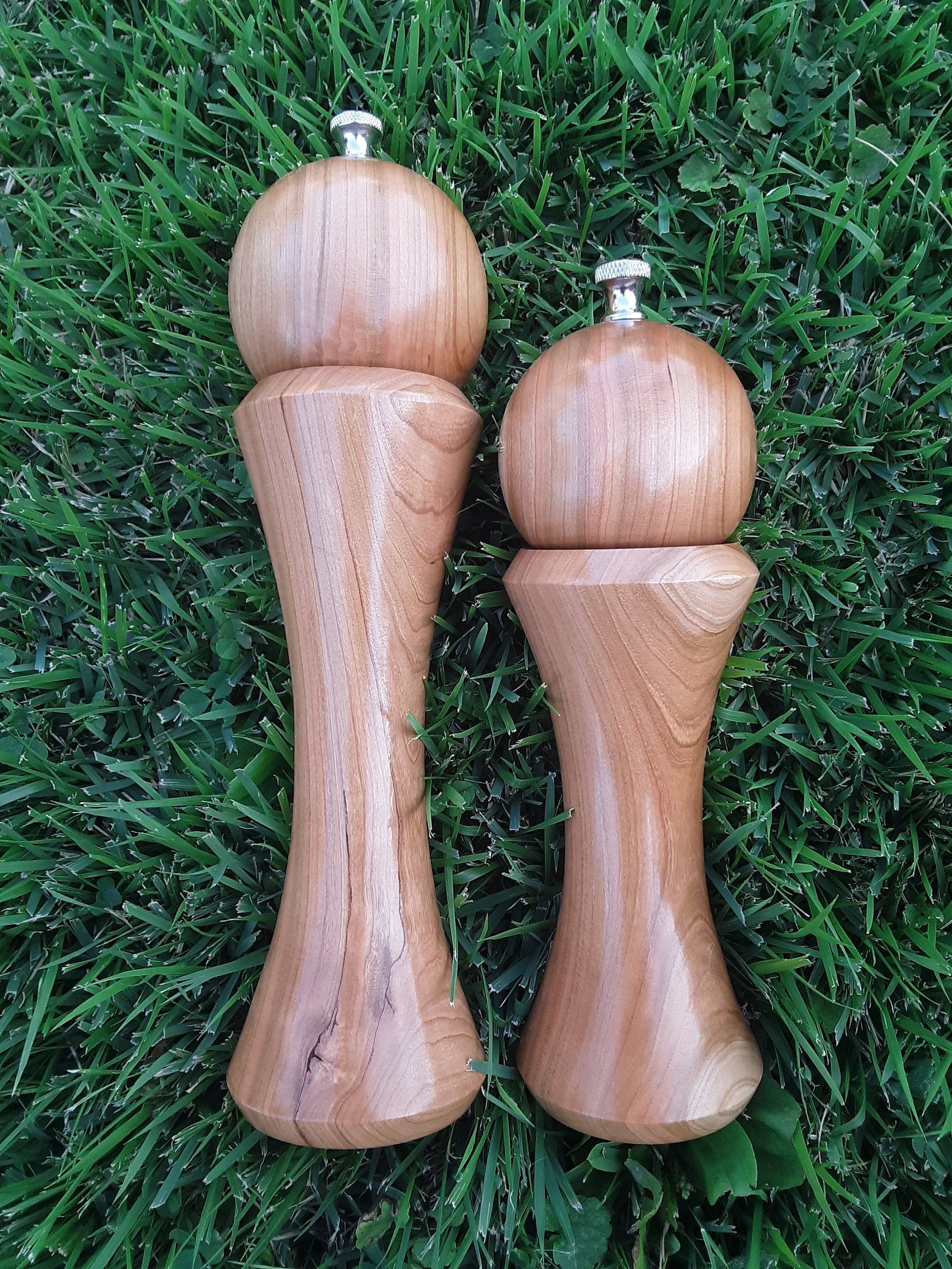 Cherry Wood Pepper and Salt Grinder Set 2 Grinders Total Etsy