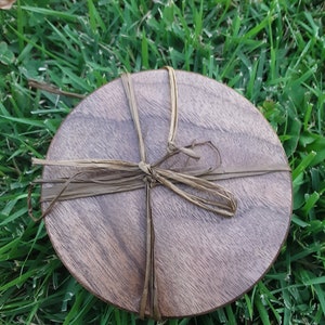 4&quot; black walnut wood coaster with cork backing