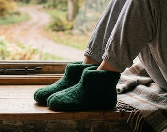 Pantuflas de lana natural hechas a mano Pantuflas de lana con certificación Woolmark