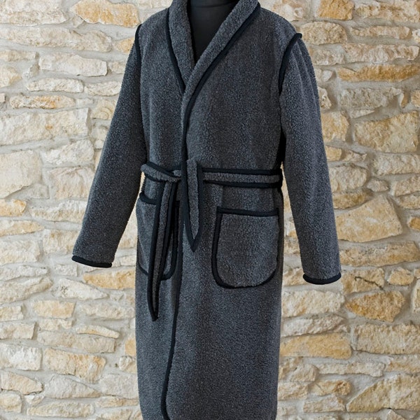 Men's Woolen Robe, Natural wool dressing gown WOOLMARK