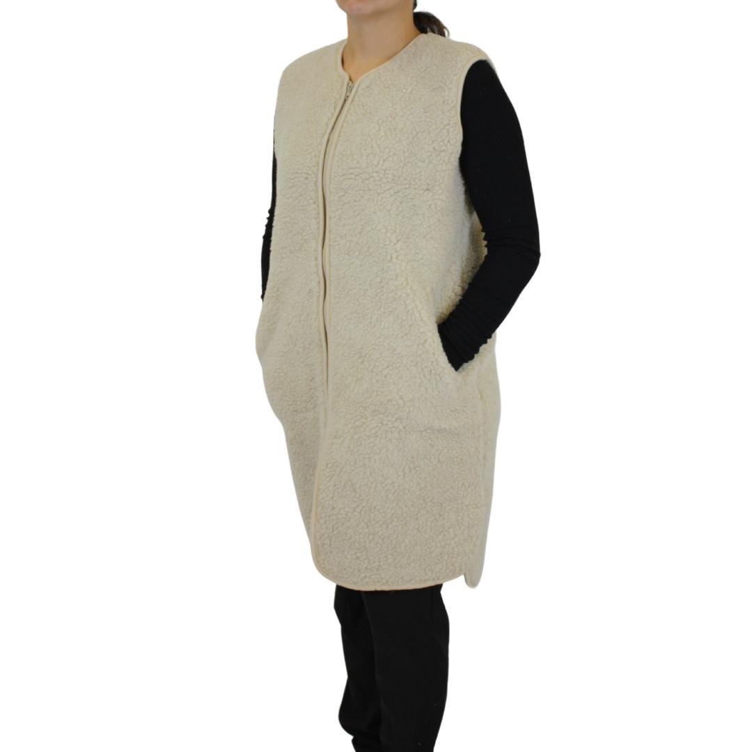 Casual Woolen Long Vest ZIP Coat WOOLMARK Certified Sheep
