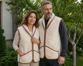 Elegante und warme Wollweste für Herren und Damen, Merinowolle, WOOLMARK-Zertifikat, Naturwolle