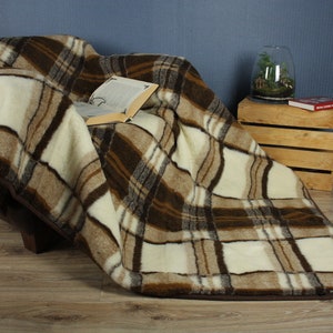 Couverture chaude en laine mérinos Woolmark 100% laine Check