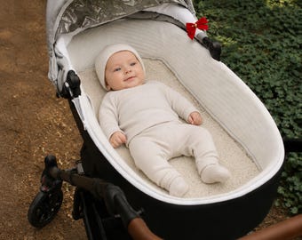 Handmade Merino Wool Pram Liner | Natural Baby Stroller Mattress | Soft Breathable Pushchair Pad | Universal Baby Gift FREE SHIPPING