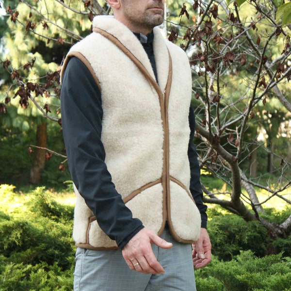 Gilet chaud en laine avec col en laine de mouton certifiée WOOLMARK