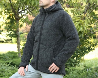 Woolen Mens Jacket with Hood WOOLMARK Hooded ladies Coat Merino Wool